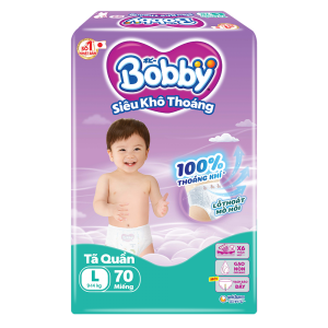 Tã quần Bobby size L, 70 miếng + 6 miếng (giao bao bì ngẫu nhiên)