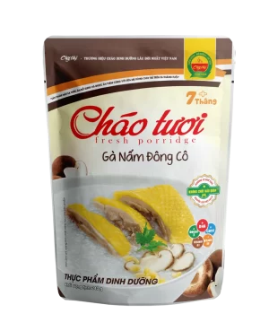 Cháo tươi gà nấm đông cô