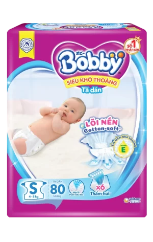Tã dán Bobby siêu thấm khô thoáng S80