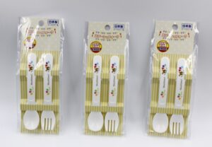 Konbini Set 2 thìa dĩa nhựa cho bé OSK Konbini Set 2 hộp nhựa đựng thực phảm White pack 280ml