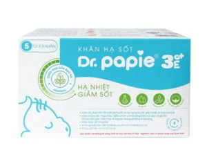 Khăn hạ sốt Dr.Papie 3mo+ (dùng cho 3 tháng tuổi trở lên) 1 hộp 5 túi x 5 khăn