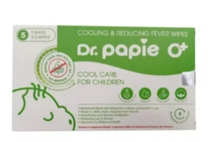 Khăn hạ sốt Dr.Papie 0+ (dùng cho trẻ 0 tháng tuổi trở lên) 1 hộp 5 túi x 5 khăn