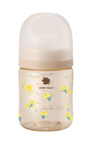 Bình sữa đơn Greenfinger BebeGrow PPSU 160ml hoa diên vĩ vàng   màu kem