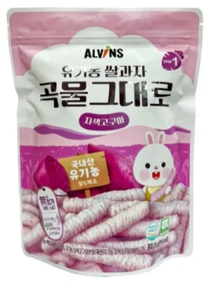 Bánh gạo ăn dặm hữu cơ cho bé vị khoai lang tím Alvins 25g
