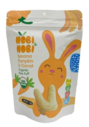 Thực phẩm bổ sung bánh gạo ăn dặm hữu cơ cho bé Nobi Nobi vị chuối, bí đỏ, cà rốt 15g (Từ 8 tháng tuổi)