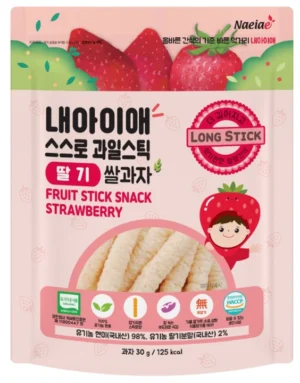 Bánh gạo lứt hữu cơ hình que cho bé vị Dâu Naeiae 30g 8M+