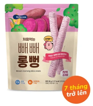 Thực phẩm bổ sung bánh gạo thanh dài vị khoai lang tím Bebecook 30g