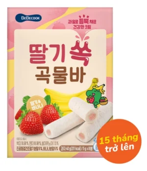 Thực phẩm bổ sung bánh cuộn ngũ cốc vị dâu tây Bebecook 40g (5g x 8 cái)