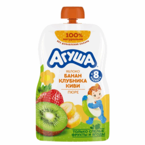 Trái cây nghiền vị táo, chuối, dâu tây và kiwi Agusha