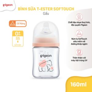 Bình Sữa T-Ester Softouch Baby-Friendly World Pigeon Hoạ Tiết Gấu 160Ml