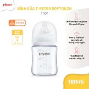 Bình Sữa T-Ester Softouch Baby-Friendly World Pigeon Hoạ Tiết Logo 160Ml