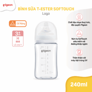 Bình Sữa T-Ester Softouch Baby-Friendly World Pigeon Hoạ Tiết Logo 240Ml