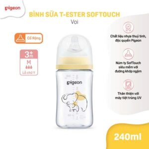 Bình Sữa T-Ester Softouch Baby-Friendly World Pigeon Hoạ Tiết Voi 240Ml