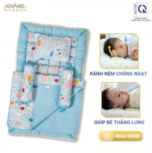 Bộ nệm chần bông sơ sinh 5 món KH01