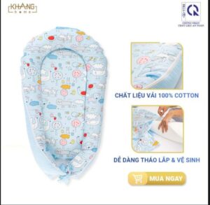 OCD04 Bộ nôi vải di động có gối và vòm nôi KHANGHOME 55x90 ( không bèo)