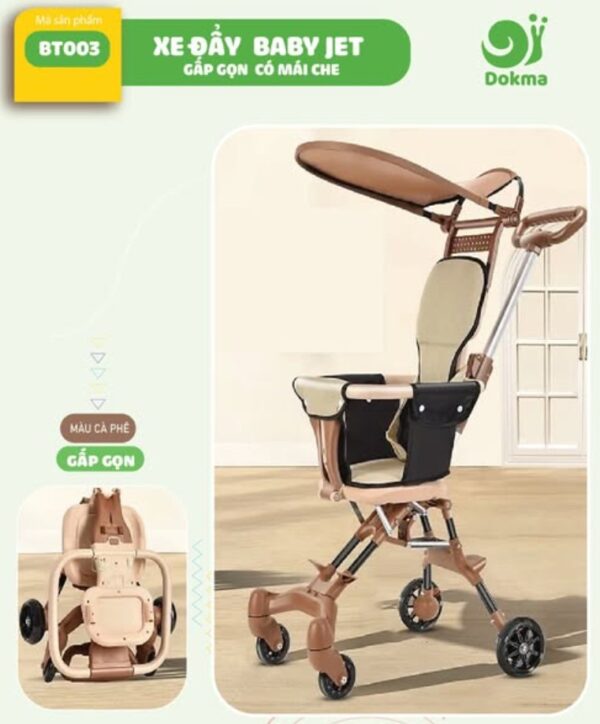 BT003 Xe đẩy BabyJet gấp gọn có mái che
