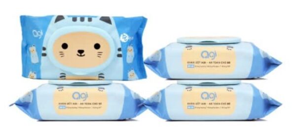 Combo 2 gói khăn ướt Agi 80 tờ không hương - con mèo