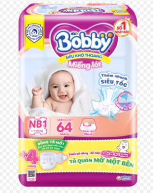 Miếng lót Bobby (Newborn 1, dưới 5 kg, 64 miếng)