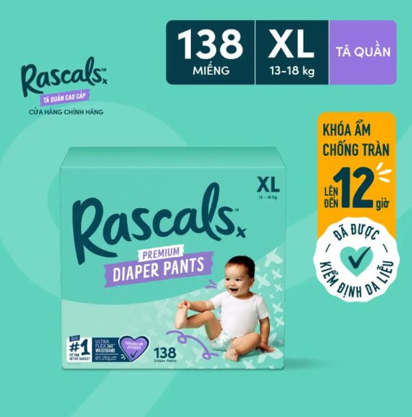 Tã quần Rascals, size XL (13-18Kg) (46 miếng/bịch x 3 bịch