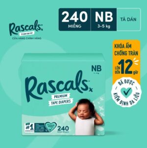 Tã dán Rascals, size NB (3-5Kg) (80 miếng/bịch x 3 bịch
