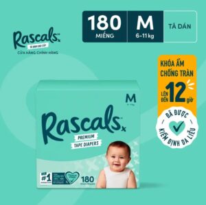 Tã dán Rascals, size M (6-11Kg) (60 miếng/bịch x 3 bịch