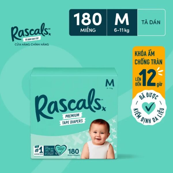 Tã dán Rascals, size M (6-11Kg) (60 miếng/bịch x 3 bịch